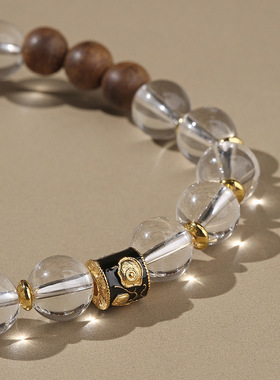 槿羽白水晶宝瓶天珠手串