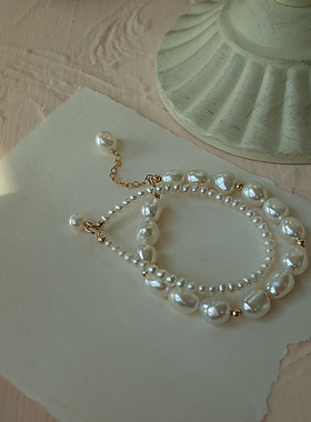 轻奢小众天然巴洛克珍珠手链女