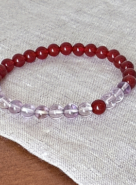 新中式巴西紫水晶红玛瑙手链