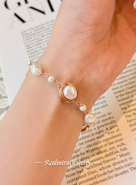 JINYU天然巴洛克淡水珍珠手链