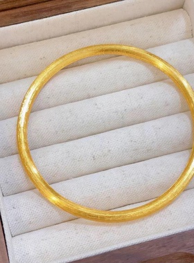 丝绒拉丝素圈手镯古法沙金