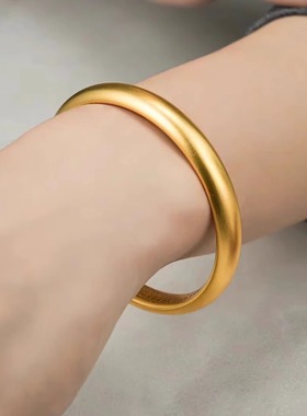 古法镯子仿真黄金实心泥鳅背沙金手镯结婚假三金女