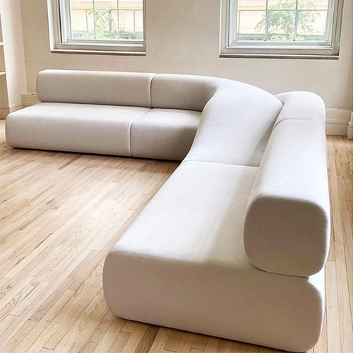 设计师异形7字造型沙发L型实木客厅休闲不规则弧形沙发样板房大堂 - 图2