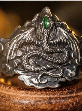 中国风小众腾蛇戒指新中式国复古风霸气雨渐耳腾蛇寓意好物