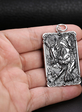 守护神貔貅吊牌男士霸气挂件护身符银牌项坠送男友时尚潮流