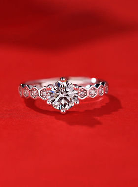 纯银莫桑石钻戒子女开口