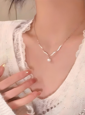 新款锆石珍珠项链女时尚气质简约锁骨链轻奢高级感百搭饰品配饰
