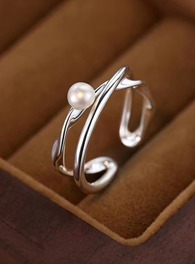小众设计高级珍珠细戒指ins小众时尚个性潮百搭食指戒冷淡风指环
