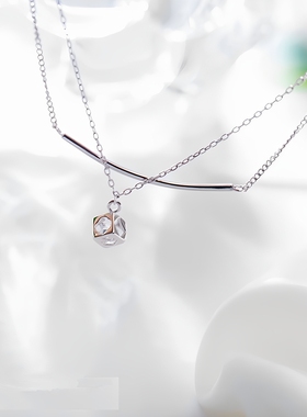 s925镀银手链女气质双层简约方形锆石手环女闺蜜日韩百搭生日礼物