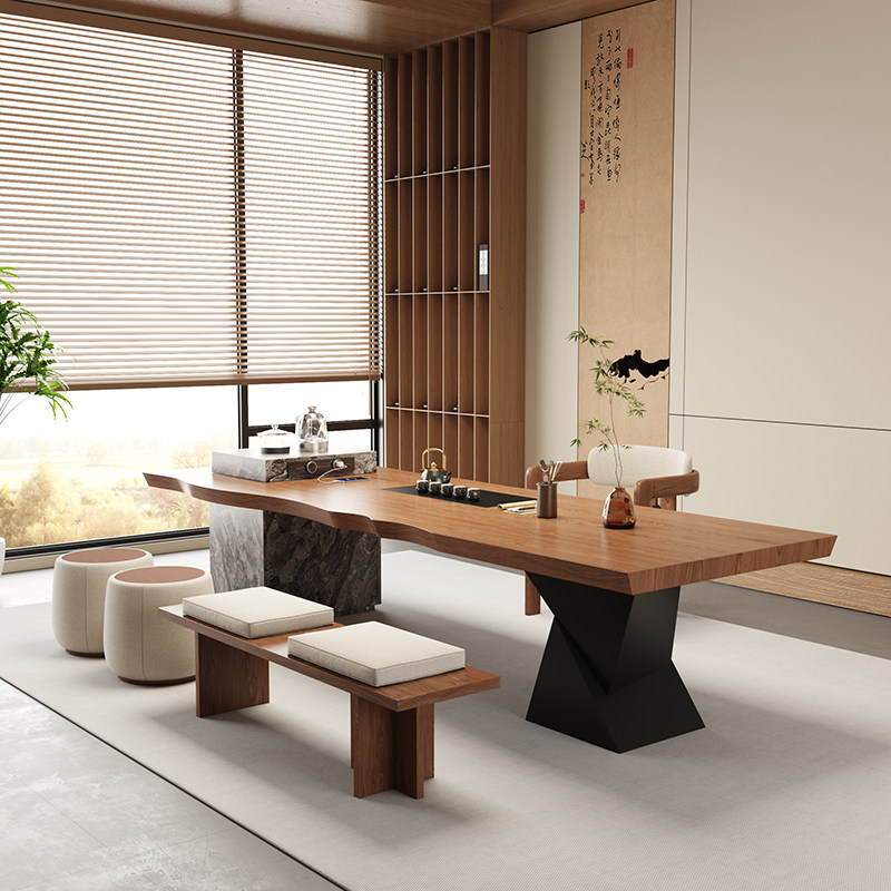 意式实木大板岛台茶桌椅组合办公室家用客厅茶盘一体茶台轻奢高端,淘宝优惠券,粉丝福利购,淘宝优惠卷