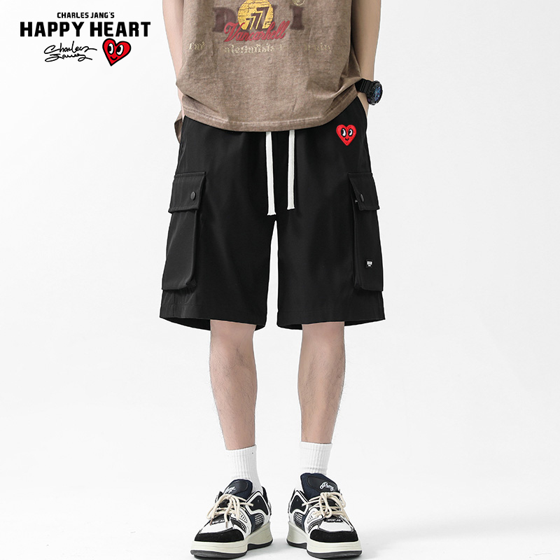 查尔斯桃心 2025夏季工装大口袋五分裤子男宽松透气休闲机能短裤 - 图0