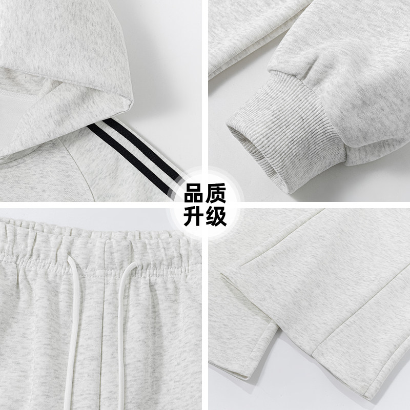 Charles Peach Heart Striped Sports Set Men and Women Spring and Autumn Long Sleeve Cardigan Sweater Straight Trousers Two-piece Set