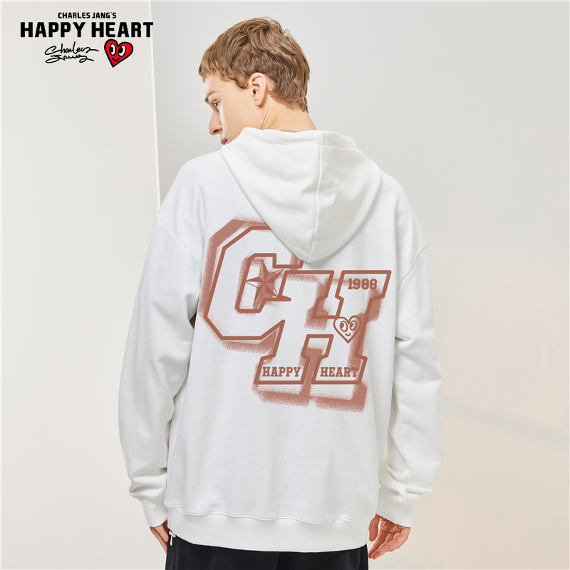 查尔斯桃心男款春秋季宽松连帽卫衣 查尔斯桃心服饰卫衣