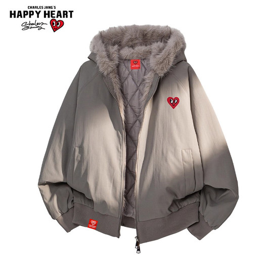 Charles peach heart trendy brand mountain carving cotton coat men's jacket