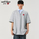 Charles Peach Heart Fake Two-Piece Shirt Collar Short Sleeve T-Shirt