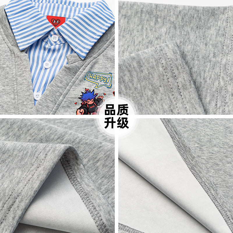 查尔斯桃心 美式卡通印花假两件POLO短袖T恤夏季宽松情侣半袖男女