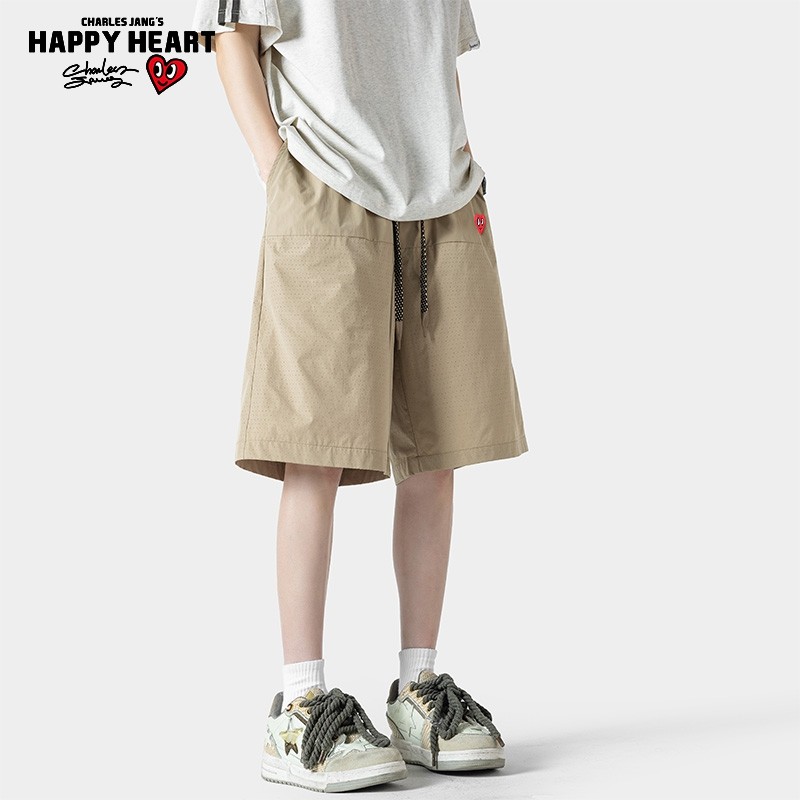 查尔斯桃心 冰丝网眼休闲短裤男夏季新款宽松透气休闲运动五分裤,淘宝优惠券,粉丝福利购,淘宝优惠卷