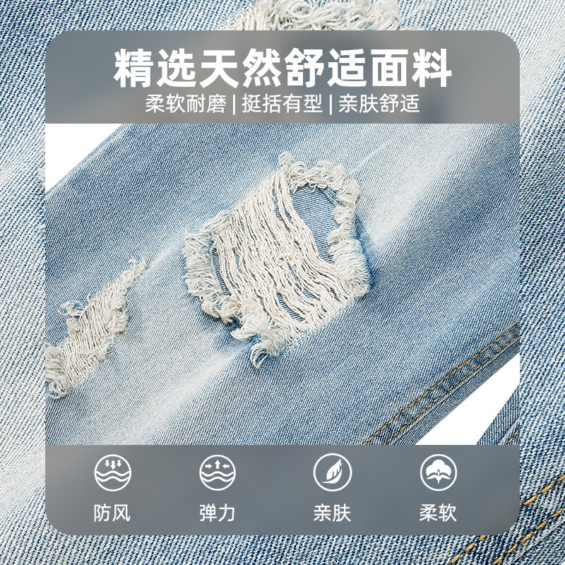 查尔斯桃心 美式复古中腰破洞牛仔裤男直筒宽松高街泥黄长裤子