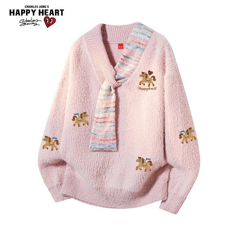 查尔斯桃心马年2026新款男女慵懒围领针织衫上衣新款冬季情侣毛衣,淘宝优惠券,粉丝福利购,淘宝优惠卷