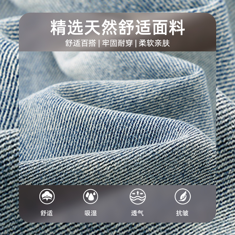 查尔斯桃心可爱小狗印花牛仔裤水洗直筒复古休闲时尚潮牌宽松长裤