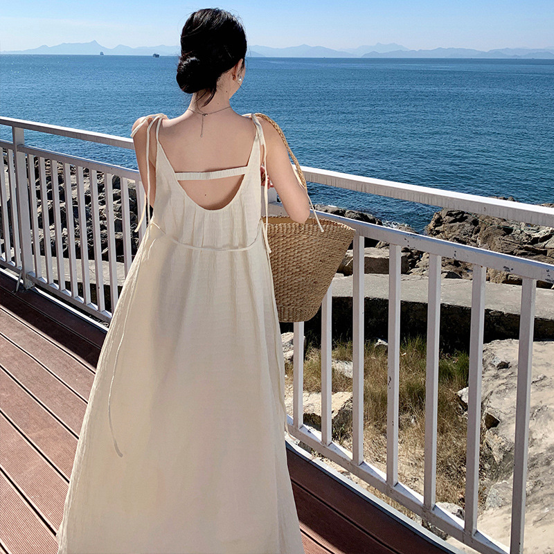 吊带连衣裙女2025新款夏季超好看海边度假高级感法式气质长裙子 - 图0