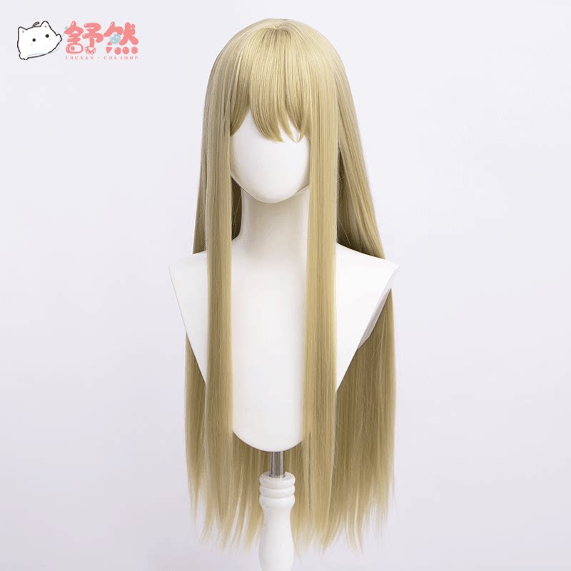 明日方舟缪尔赛思假发cos特调黄绿色 80cm长直中分头皮假毛_虎窝淘