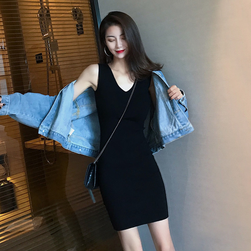 针织吊带冬中长款修身小个子连衣裙 chuntu春图连衣裙