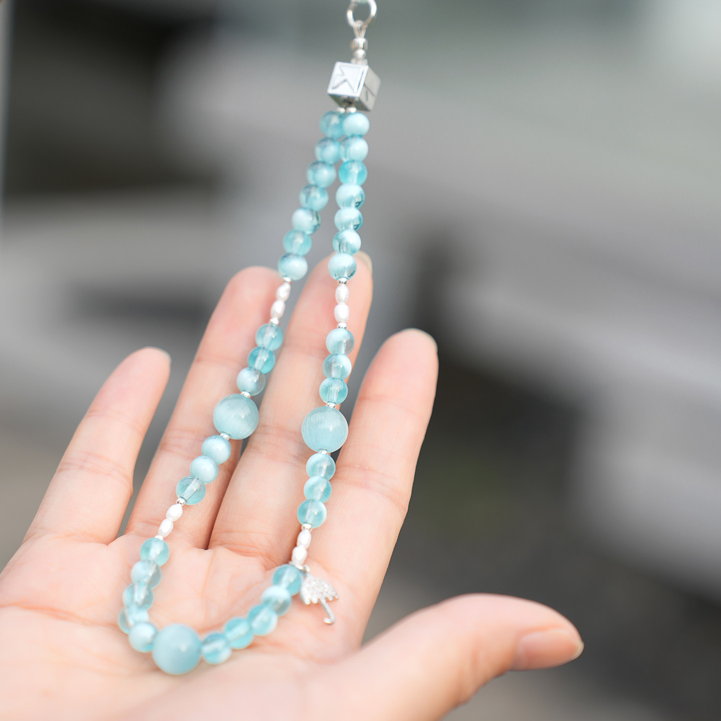 【中国伞博物馆】洋阳伞伞文创絮语手机挂绳琉璃珠手腕挂链防丢