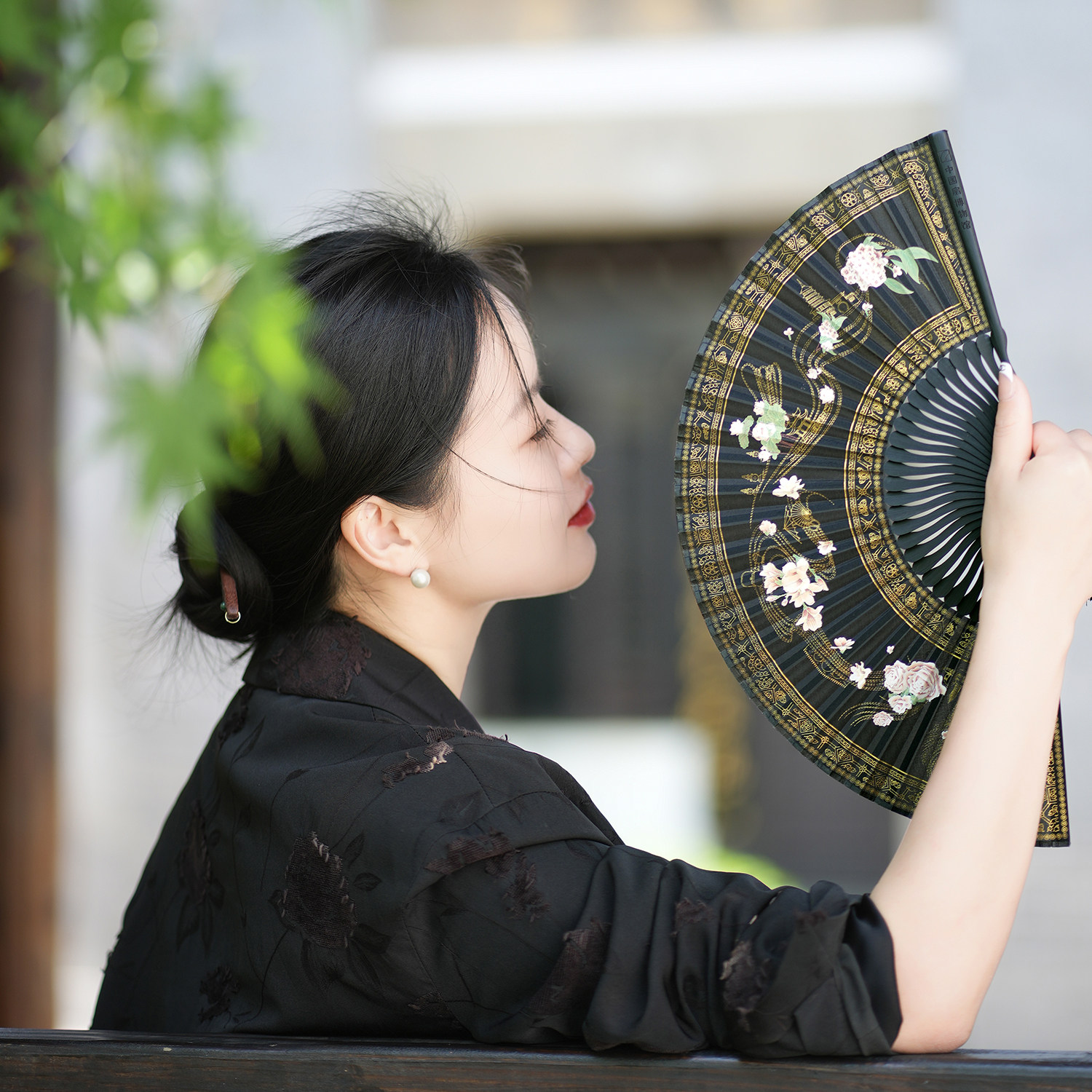 【中国扇博物馆】凤鸣花开折扇镂空香囊流苏吊坠杭州文创扇子古风