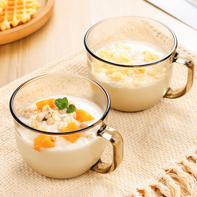 考拉海购茶色玻璃杯子燕麦早餐杯2个装 热品库 性价比省钱购