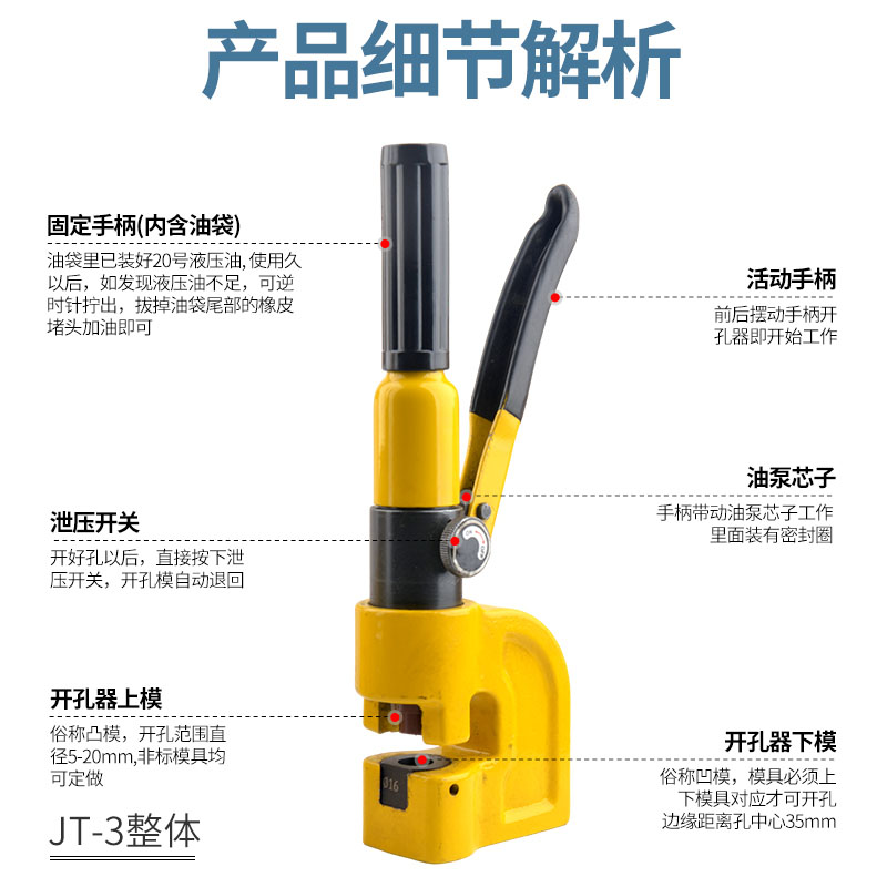 液压冲孔机 3/4号角铁手持冲孔器电动角钢扁铁手动小型不锈钢打孔-图1