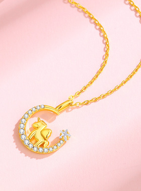 月亮小马纯银项链女款2025新款百搭高级感轻奢小众锁骨链吊坠