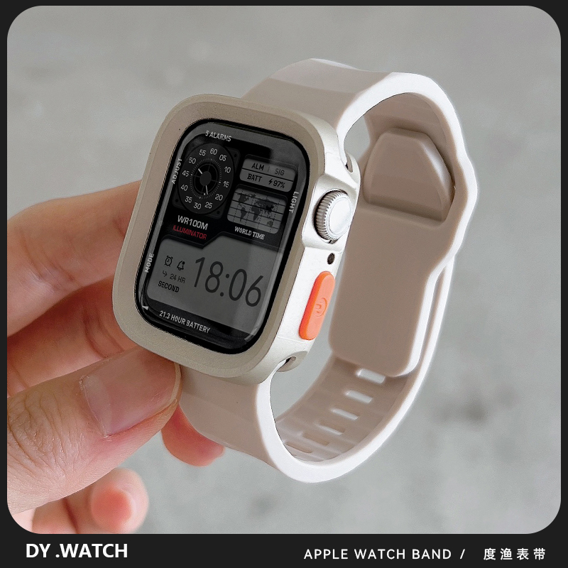 度渔适用于applewatch9表带ultra2运动硅胶苹果手表s8回环全包边s7表壳iwatch7/6/5男女40/41/44/45mm/se2潮 - 图3