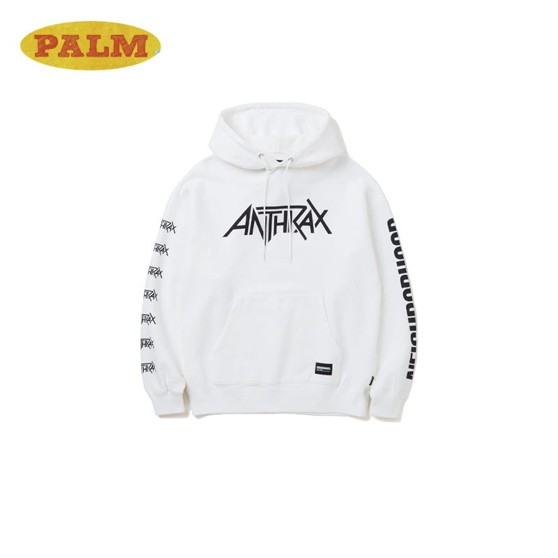 NEIGHBORHOOD x ANTHRAX 联名款FW23胸前乐队Logo 帽衫 连帽卫衣 - 图1