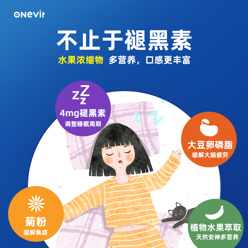 ONevit德国进口褪黑素安瓶助眠软糖成人睡眠中老年闪睡片官方正品 - 图0