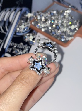 亚文化五角星笑脸情侣戒指