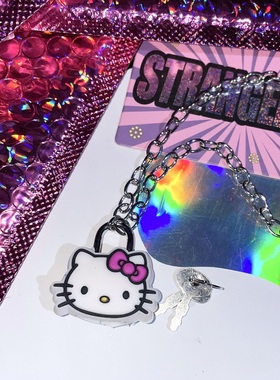 ins甜酷辣妹猫咪锁项链