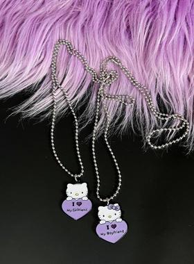 亚文化情侣字母kitty项链
