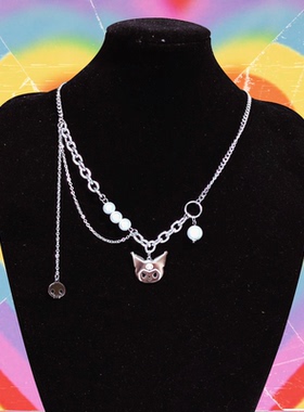 辣妹暗黑不褪色钛钢反光吊坠项链