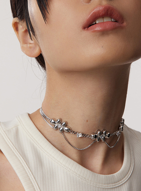 花儿项链GOOGMO铜镀铑女