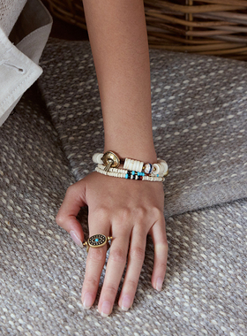 GOOGMO白松石串珠手链女原创小众设计简约时尚手串度假风叠戴手饰