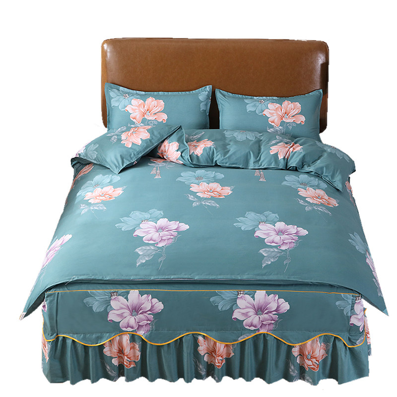 简约全棉床裙四件套防滑式床品床单被套简约现代纯棉床罩床上用品,淘宝优惠券,粉丝福利购,淘宝优惠卷