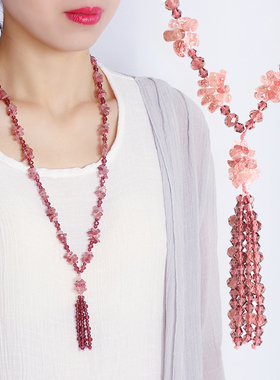 佩川碧玺碎石毛衣链女大气长款