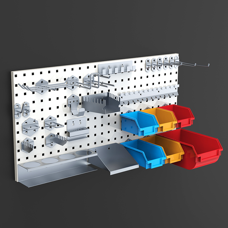 洞洞板置物架背挂式零件螺丝盒五金工具汽车修理配件工具挂板盒子-图0
