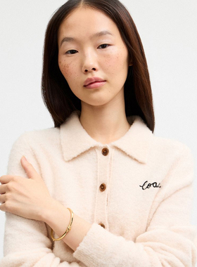 【新款】COACH/蔻驰奥莱女士金色爱心挂件细款铰链手镯高级精致