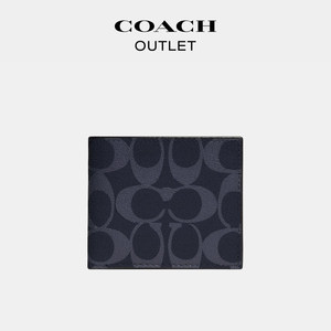 COACH/蔻驰奥莱男士经典老花证件折叠卡包钱包