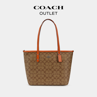 COACH/蔻驰奥莱女士经典老花CITY托特包大容量通勤包