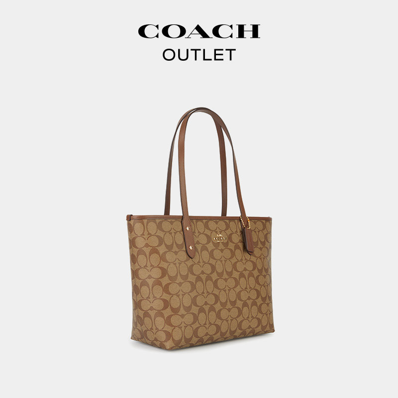 COACH/蔻驰奥莱女士经典老花CITY托特包