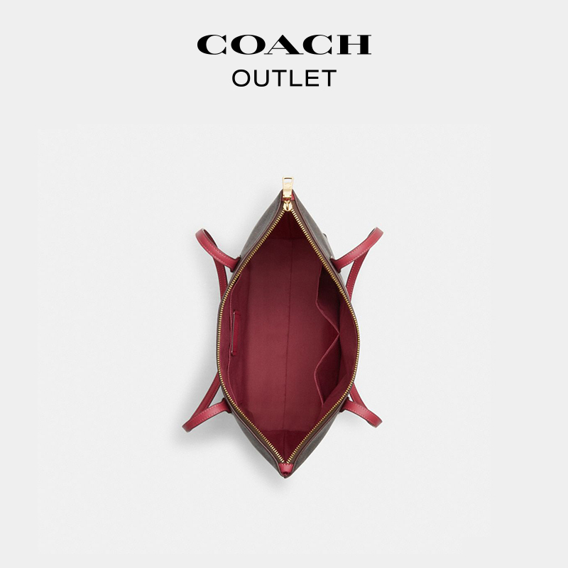 COACH/蔻驰奥莱女士经典标志马车图案大容量托特包
