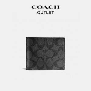 COACH/蔻驰奥莱男士经典老花3合1短款卡位卡包